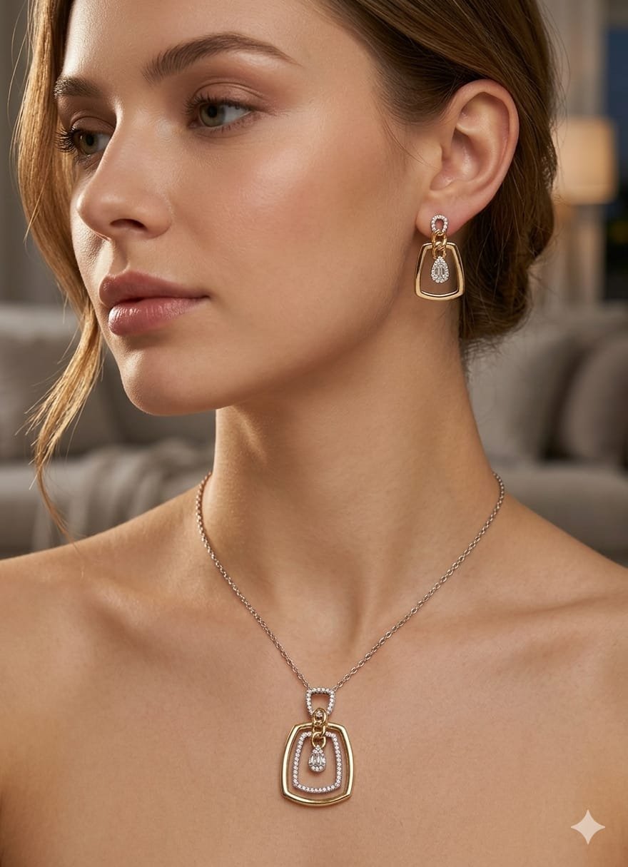 NIA CZ Stone Pendant Set