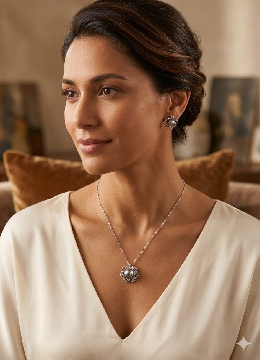 NIA WITH Pearl Pendant Set