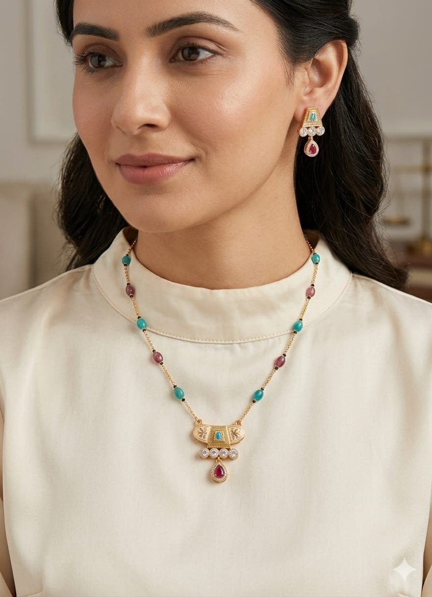 Sanskriti Enameled Work Pendant Set