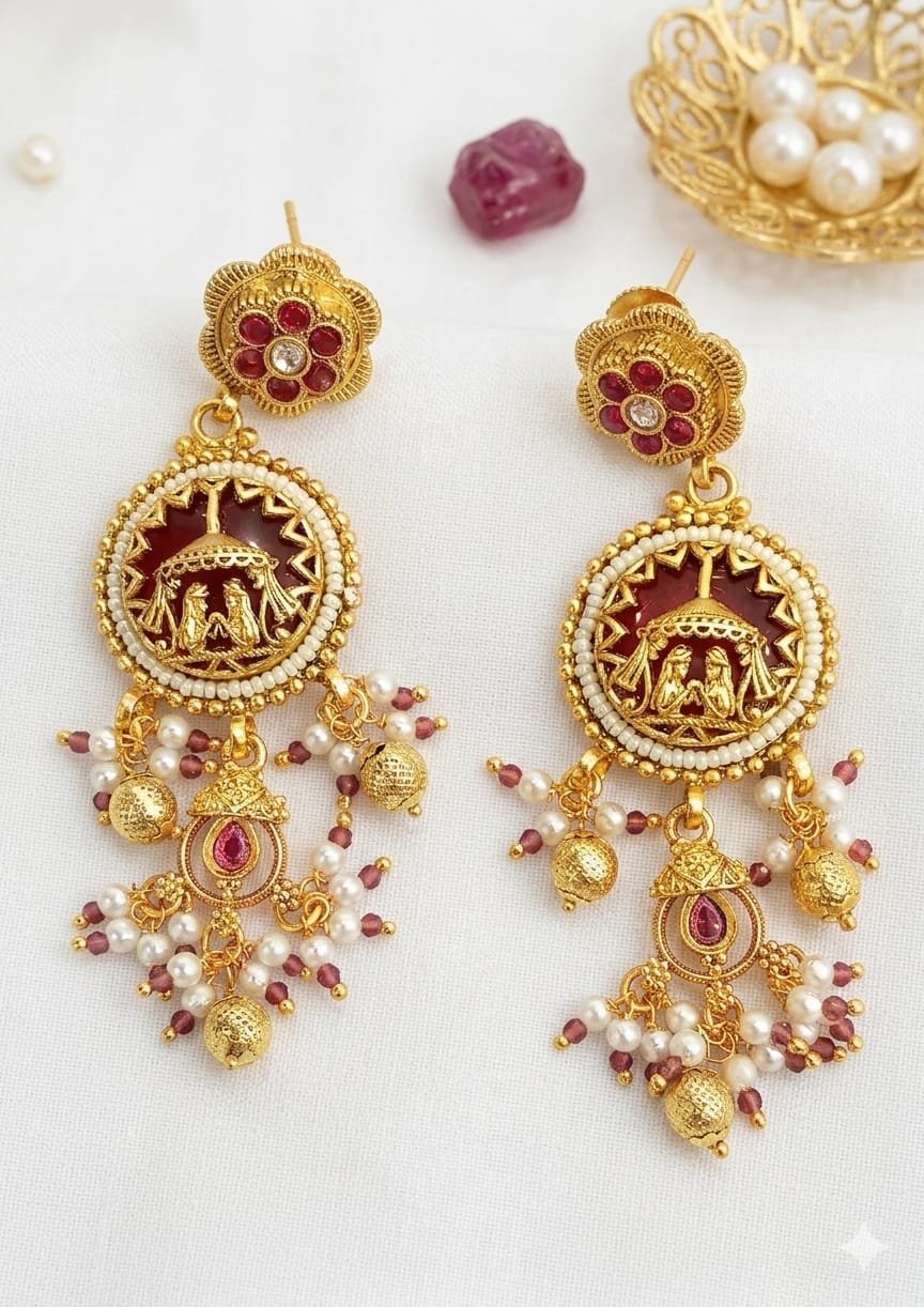 Heritage Wedding Motif long Earrings