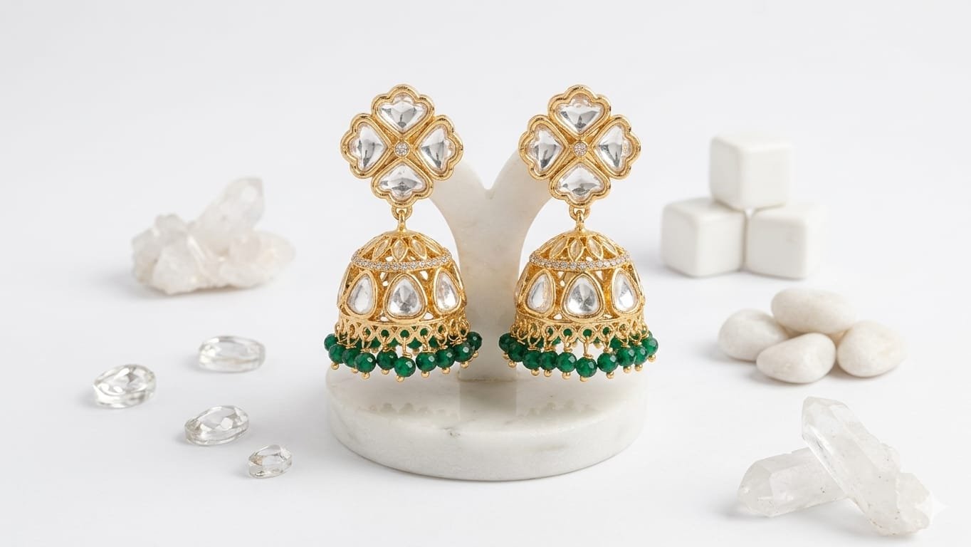 POLKI JUMKHA With pearl Earrings