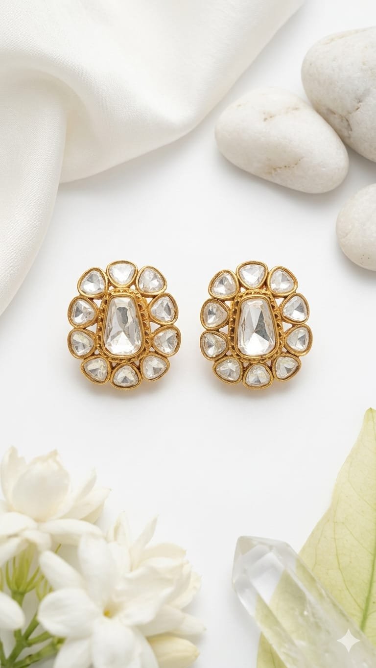 MOISSANITE Floral Squer Earrings
