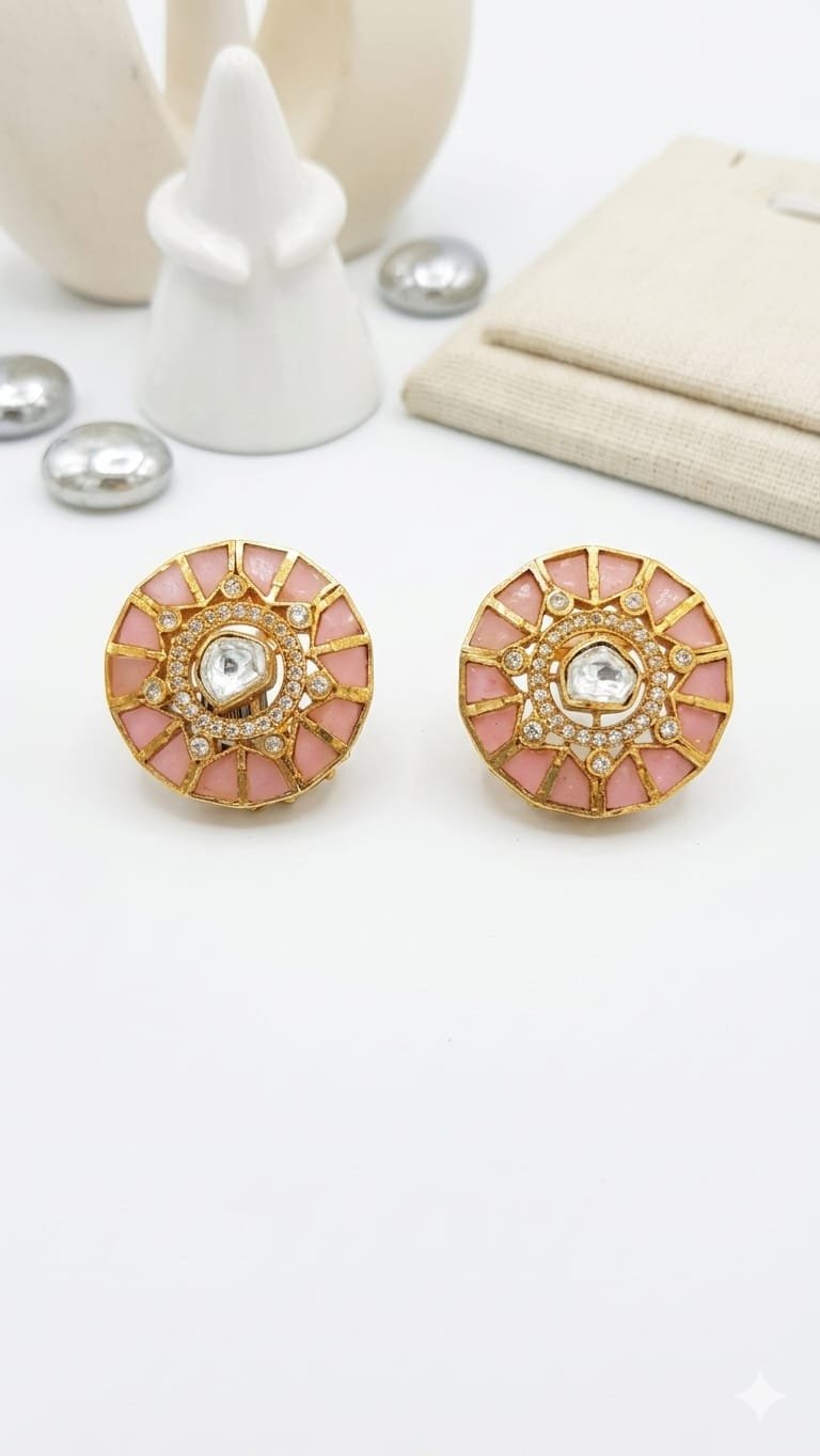 MOISSANITE Light Pink Earrings