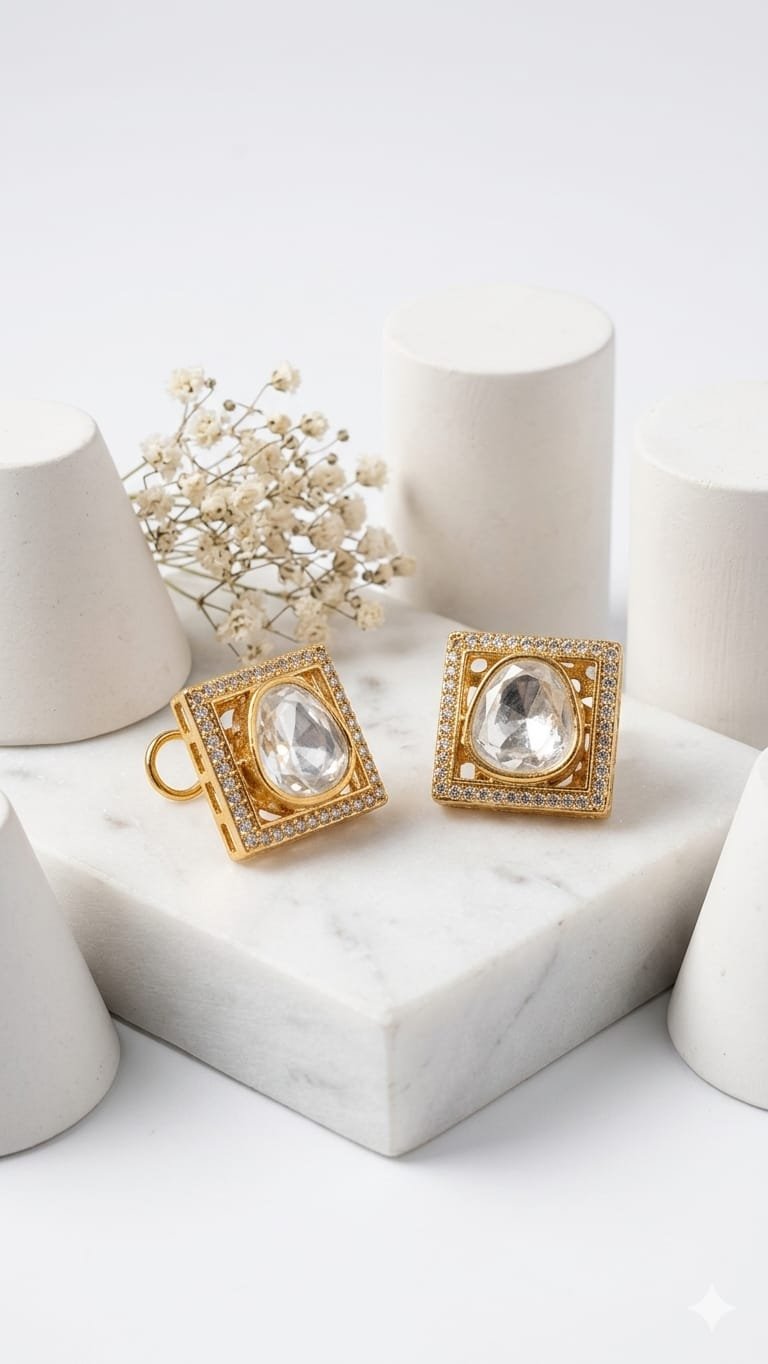 MOISSANITE STONE WITH CZ Earrings