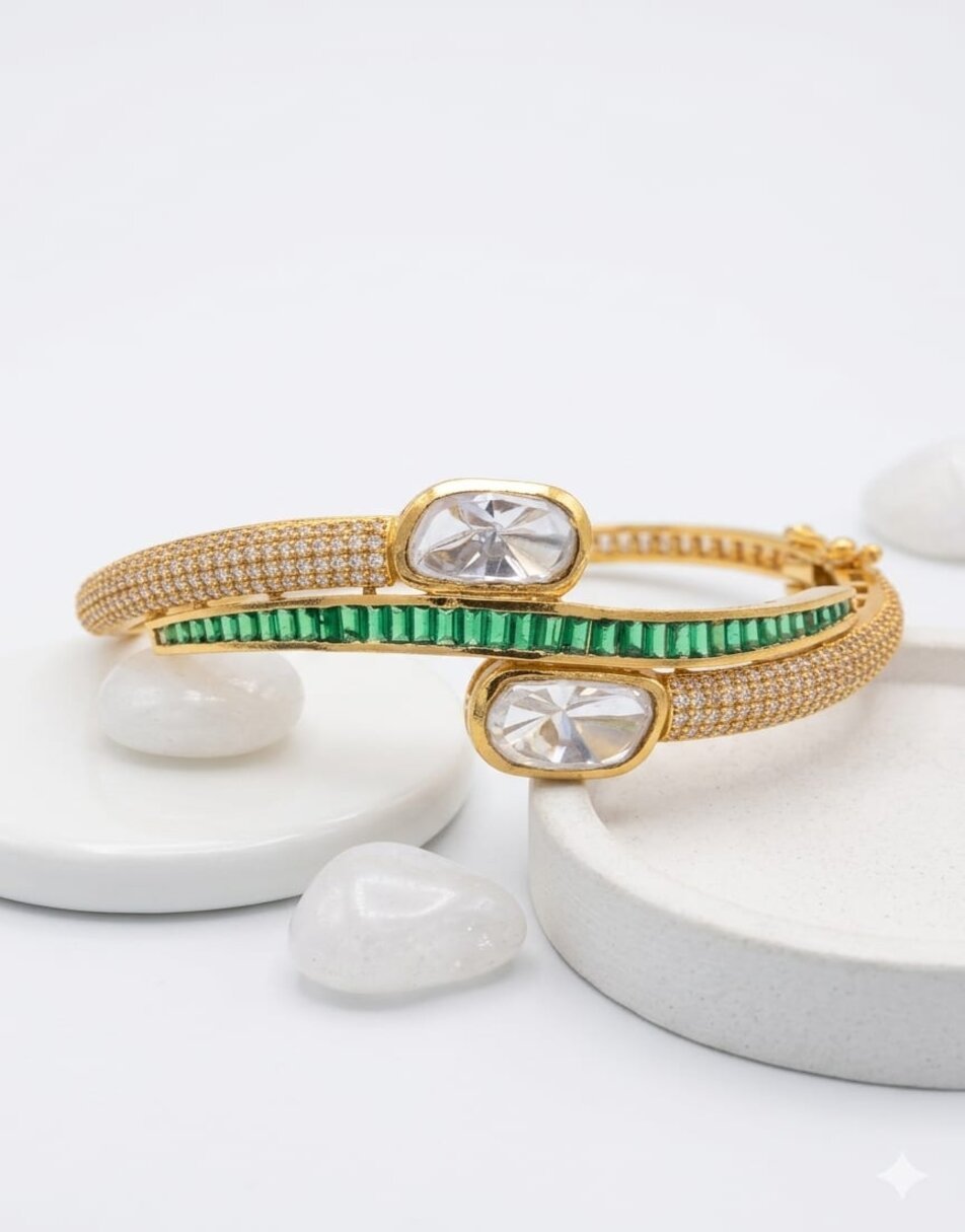 emerald-green stones and cubic zirconia Stone Bracelets