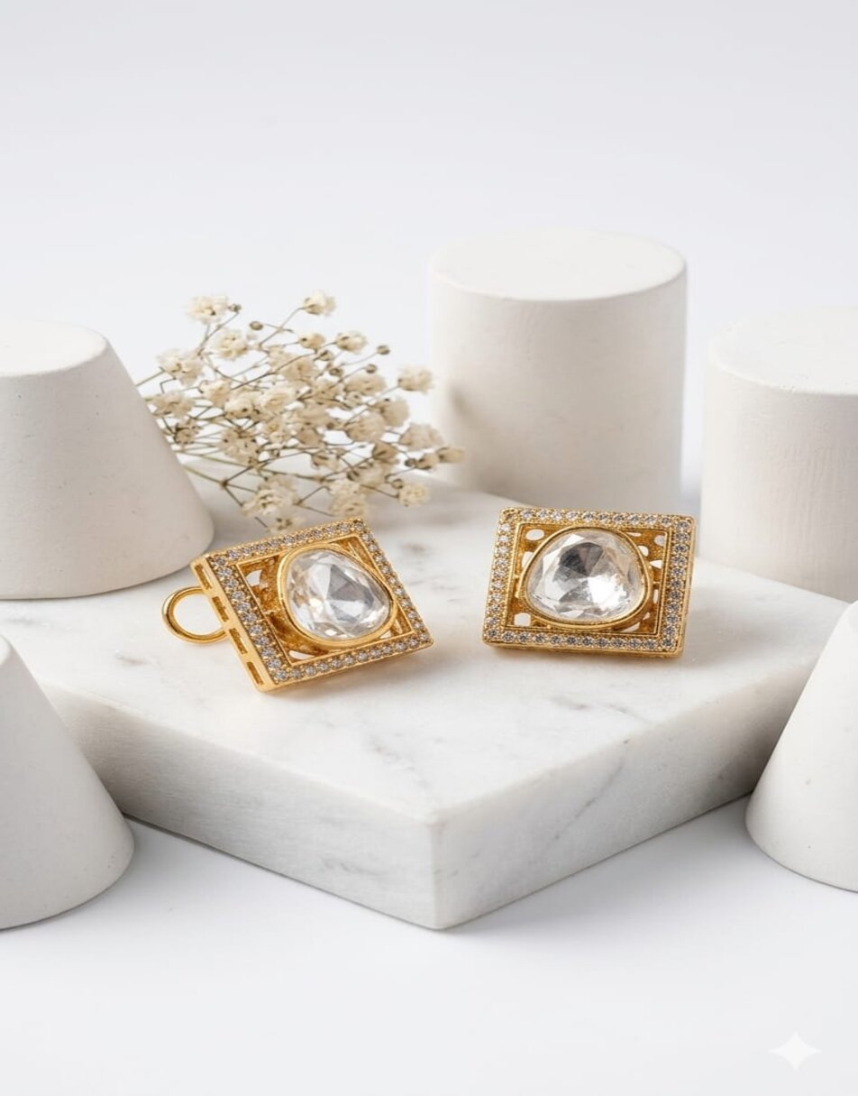 MOISSANITE STONE WITH CZ Earrings