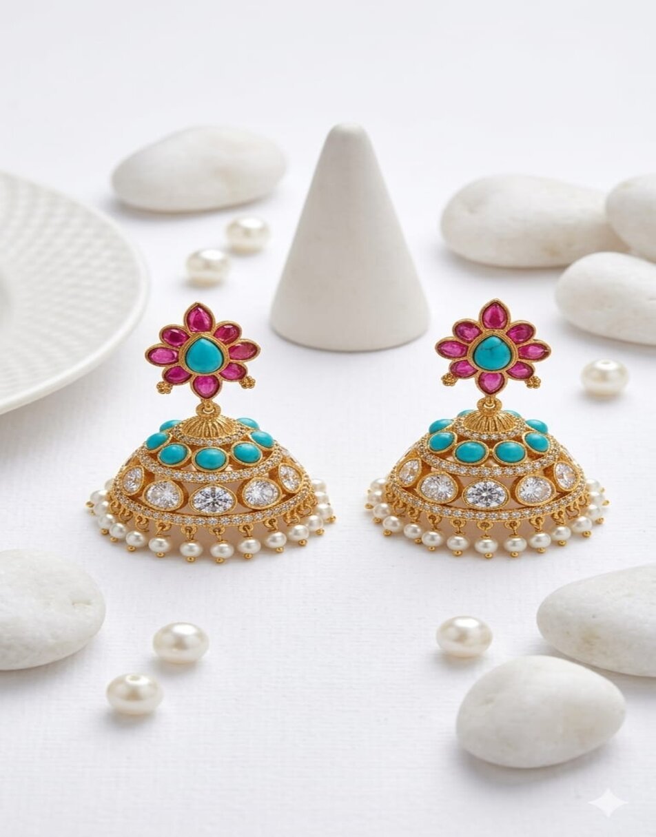 Jumkha Turquoise Stone Earrings