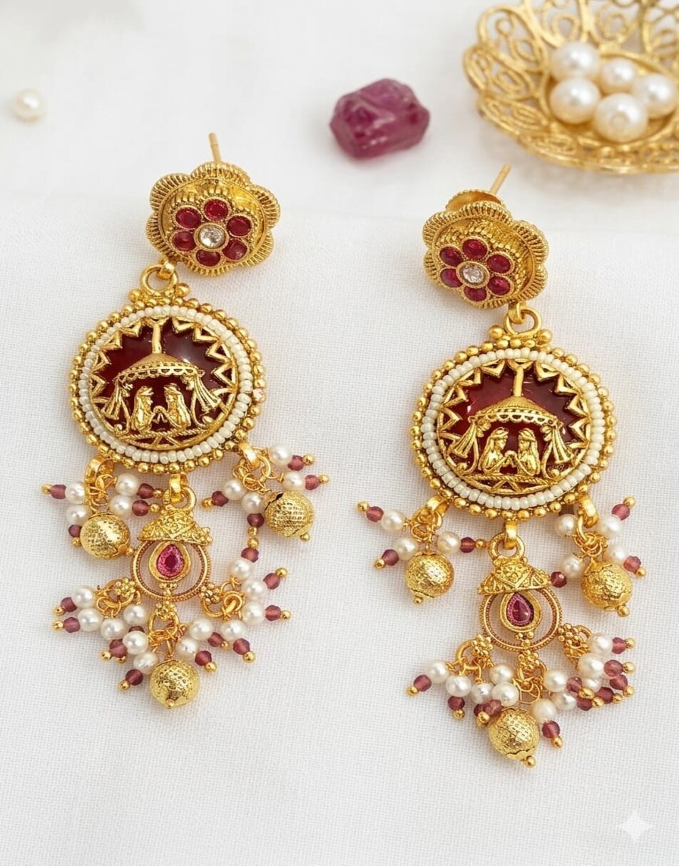 Heritage Wedding Motif long Earrings