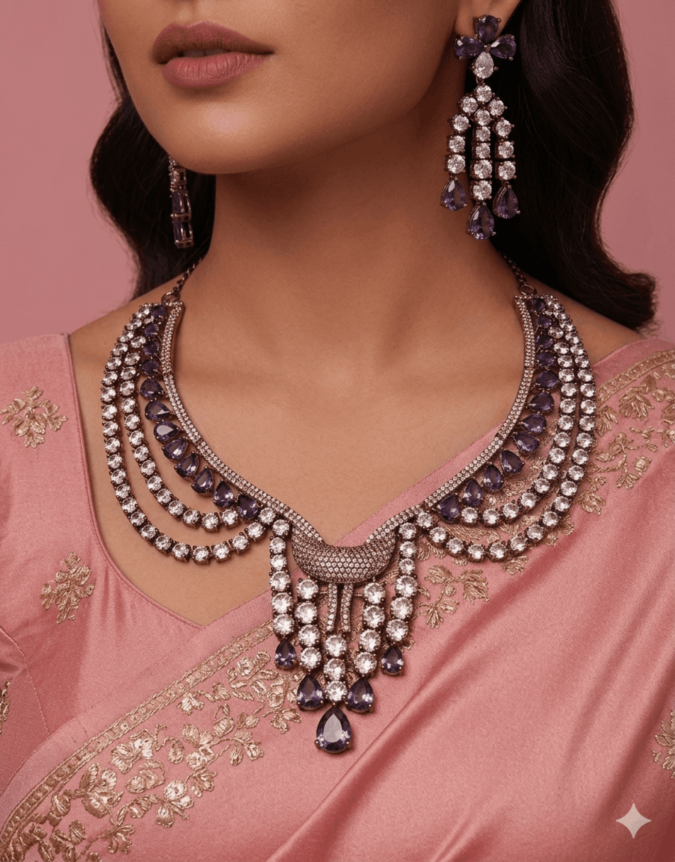 Tourmaline and Diamond Drop Necklace Set