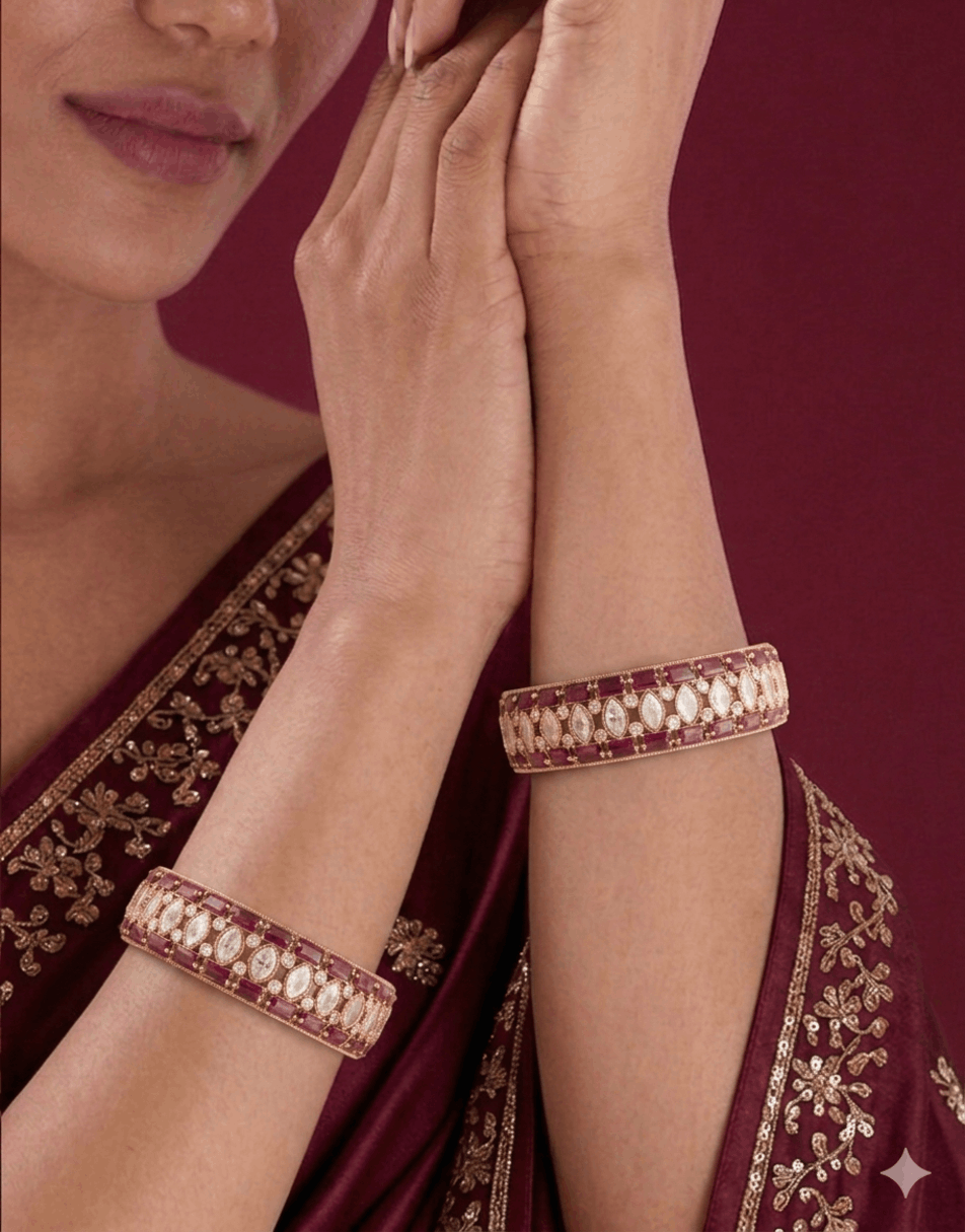 Epoxy Moissanite Ruby Bangles