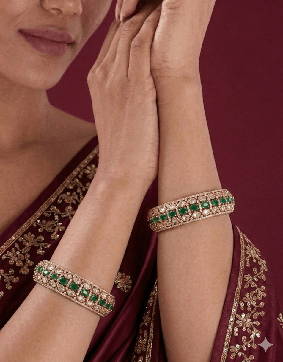 Epoxy Moissanite With Emrald Bangle