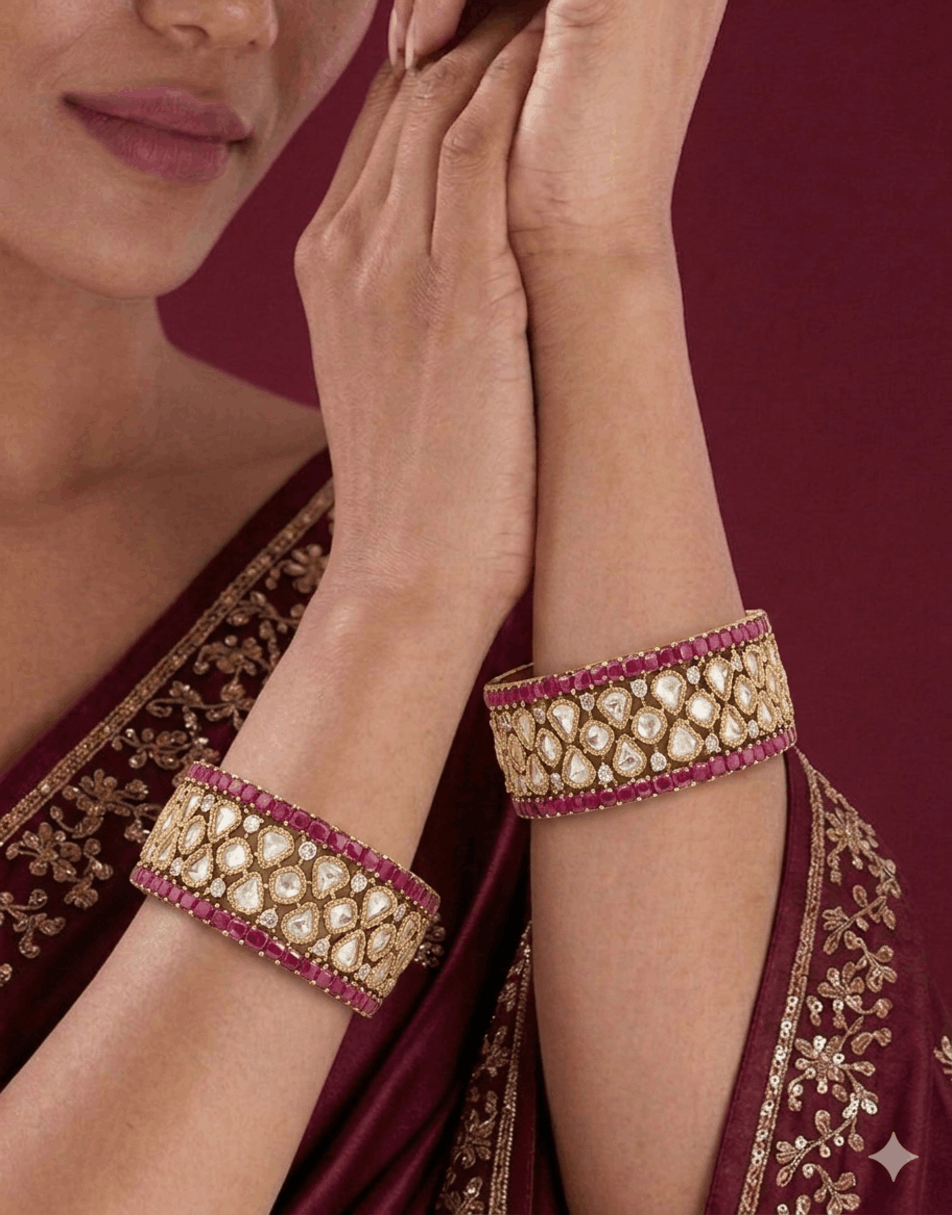 Epoxy Moissanite Ruby Stone Bangles