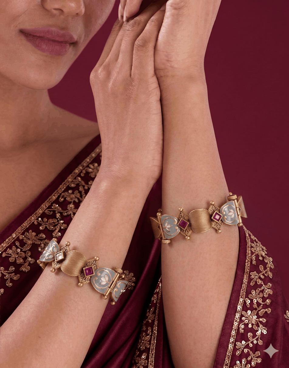 Gold-Plated Meena Work Bangles