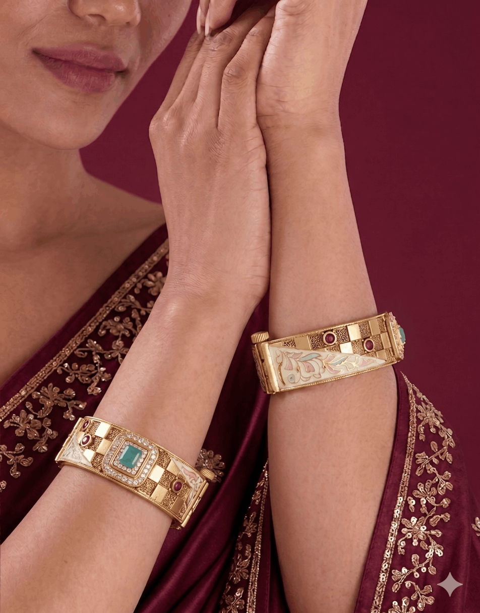Ethnic Floral Meena Work Bangles