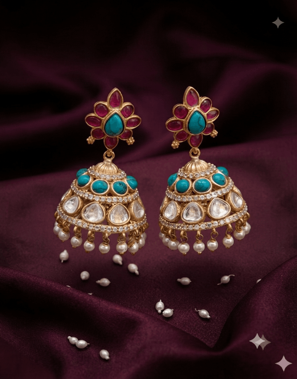 Jumkha Turquoise Stone Earrings