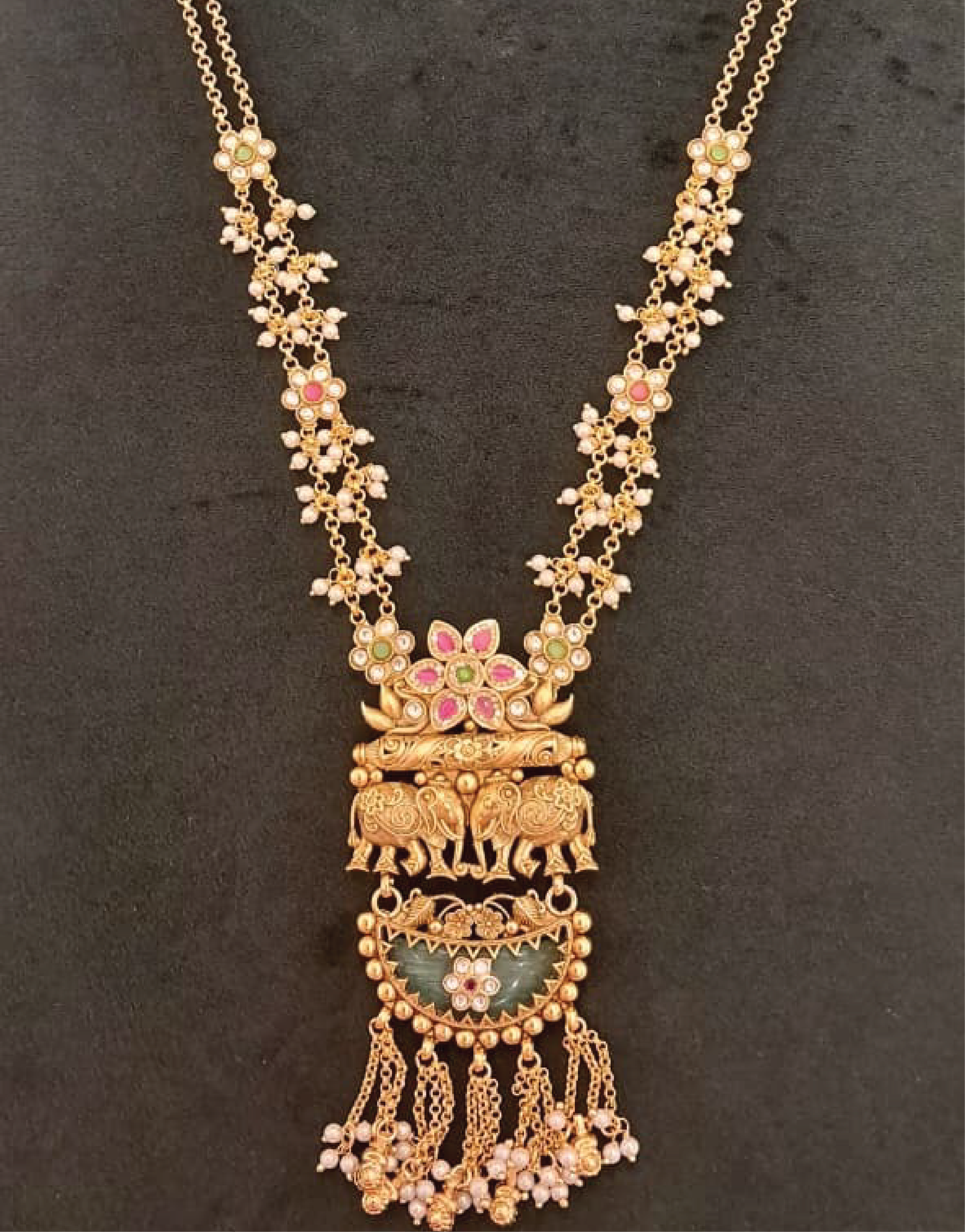 Heritage Long Necklace Set Elephant Motif