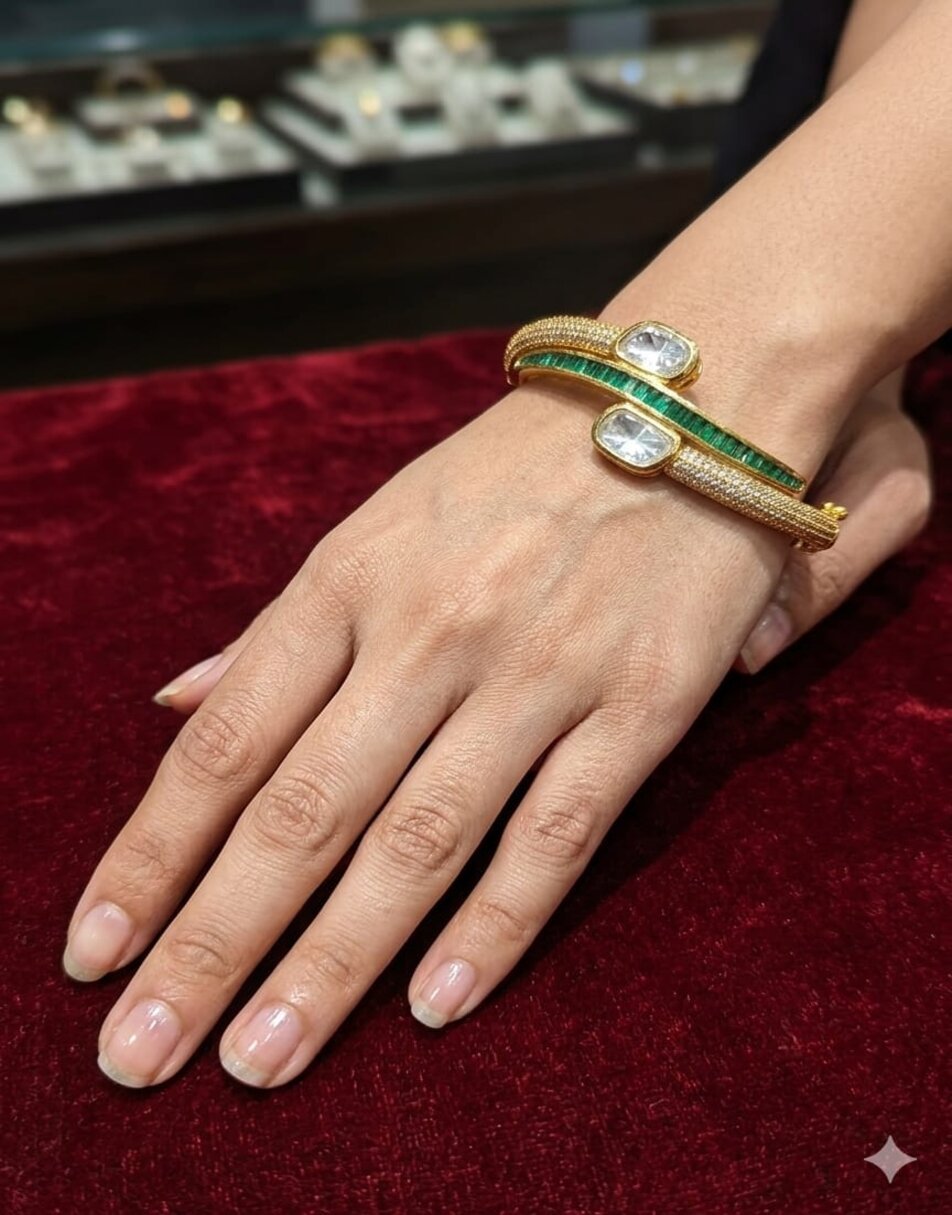 emerald-green stones and cubic zirconia Stone Bracelets