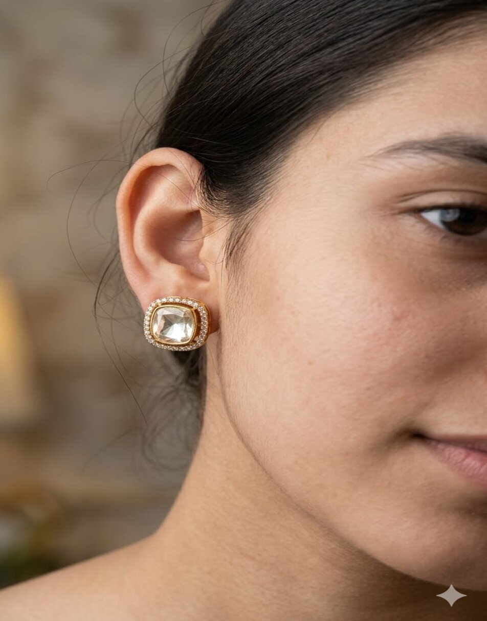 Mossionite Stone Squire Earrings