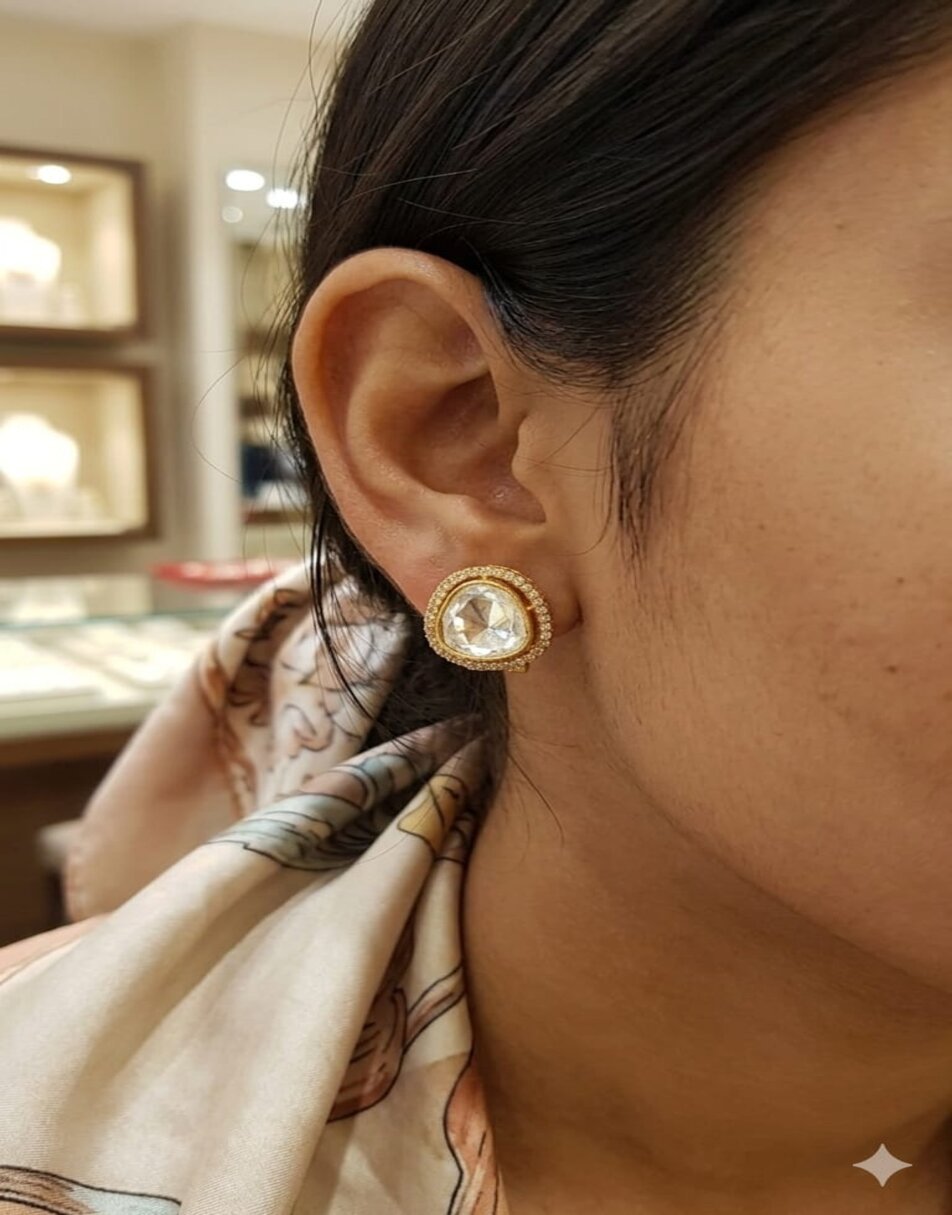 Mossionite Stone oval Earrings