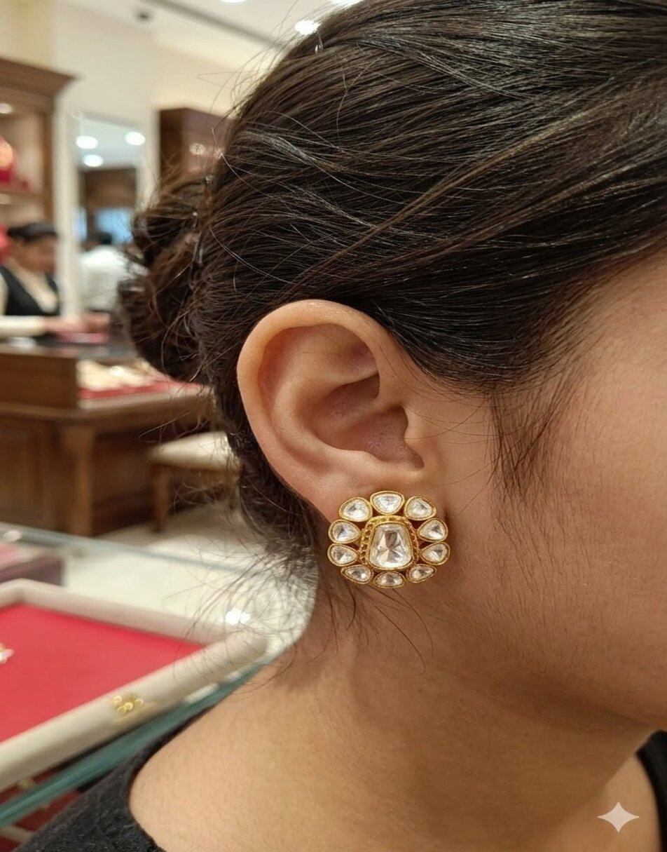 MOISSANITE Floral Squer Earrings