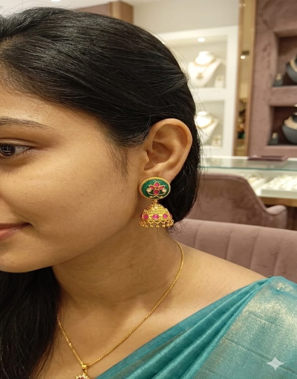 Jumkha Emrald Stone Earrings