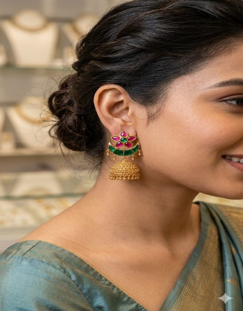 Jumkha RUBY  Stone Earrings