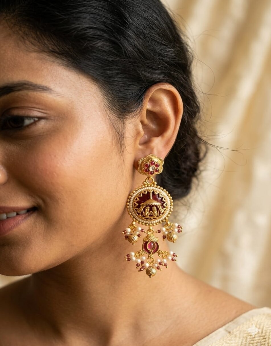 Heritage Wedding Motif long Earrings