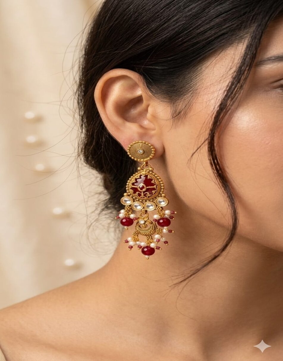 Heritage With Stone Work Earrings