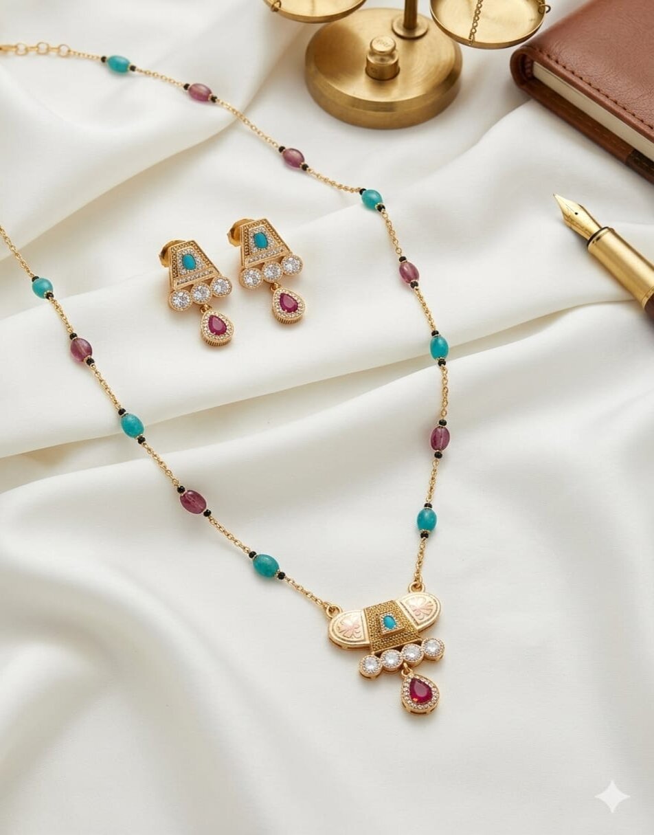 Sanskriti Enameled Work Pendant Set