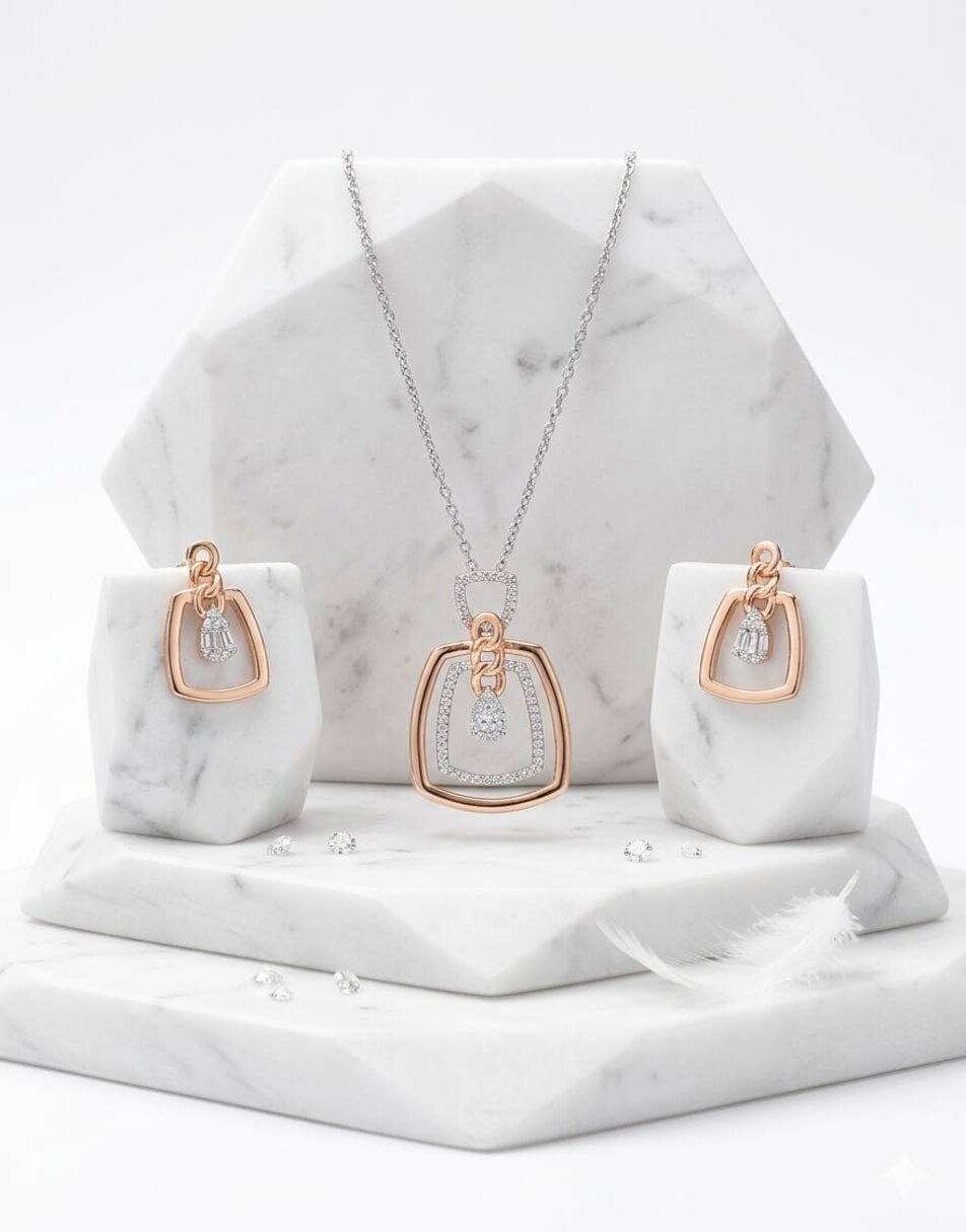 NIA CZ Stone Pendant Set