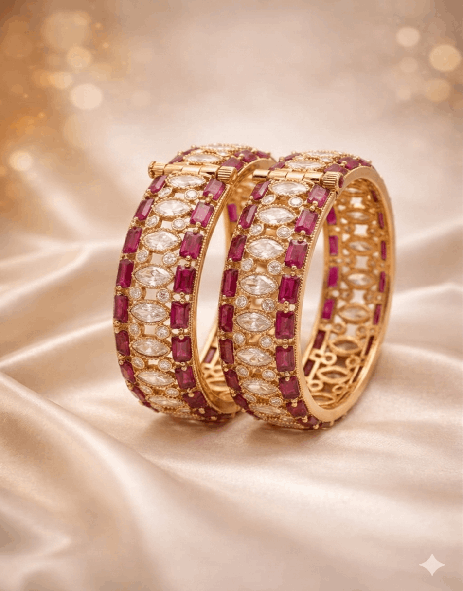 Epoxy Moissanite Ruby Bangles