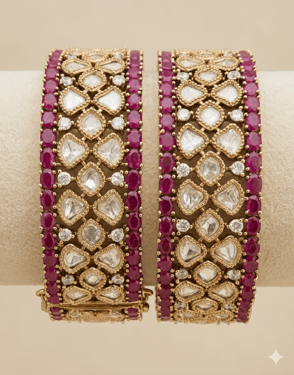 Epoxy Moissanite Ruby Stone Bangles